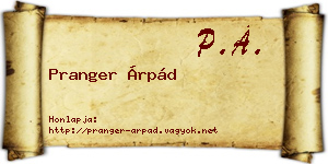 Pranger Árpád névjegykártya